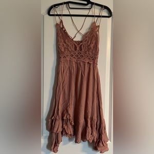 Free People Peach Adella Mini Slip Dress